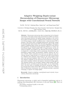 Adaptive Weighting Depth-variant Deconvolution of Fluorescence
  Microscopy Images with Convolutional Neural Network