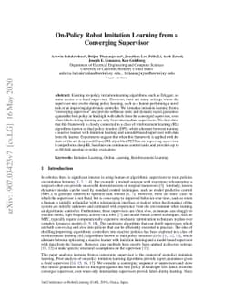 On-Policy Robot Imitation Learning from a Converging Supervisor