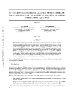 Physics Informed Extreme Learning Machine (PIELM) -- A rapid method for
  the numerical solution of partial differential equations
