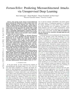FortuneTeller: Predicting Microarchitectural Attacks via Unsupervised
  Deep Learning