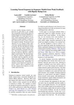Learning Neural Sequence-to-Sequence Models from Weak Feedback with
  Bipolar Ramp Loss