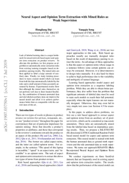 Neural Aspect and Opinion Term Extraction with Mined Rules as Weak
  Supervision