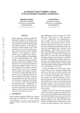 An Intrinsic Nearest Neighbor Analysis of Neural Machine Translation
  Architectures