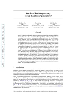 Are deep ResNets provably better than linear predictors?
