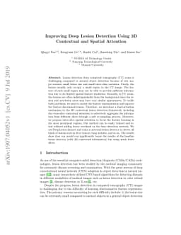 Improving Deep Lesion Detection Using 3D Contextual and Spatial
  Attention