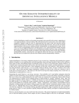 On the Semantic Interpretability of Artificial Intelligence Models