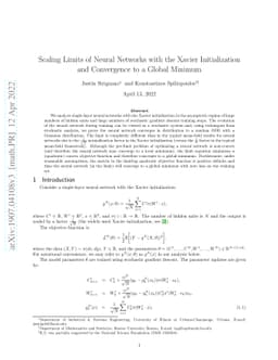Scaling Limit of Neural Networks with the Xavier Initialization and
  Convergence to a Global Minimum