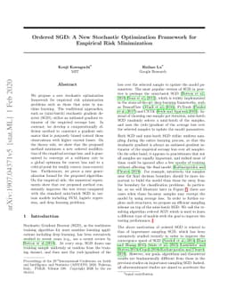 Ordered SGD: A New Stochastic Optimization Framework for Empirical Risk
  Minimization