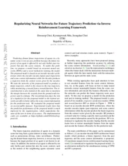 Regularizing Neural Networks for Future Trajectory Prediction via
  Inverse Reinforcement Learning Framework