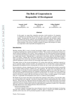 The Role of Cooperation in Responsible AI Development