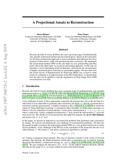 A Projectional Ansatz to Reconstruction