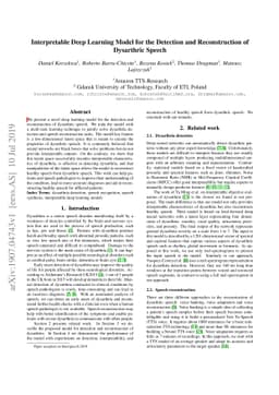 Interpretable Deep Learning Model for the Detection and Reconstruction
  of Dysarthric Speech
