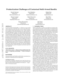 Productization Challenges of Contextual Multi-Armed Bandits