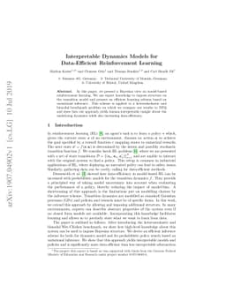 Interpretable Dynamics Models for Data-Efficient Reinforcement Learning