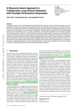 A Resource-Aware Approach to Collaborative Loop Closure Detection with
  Provable Performance Guarantees