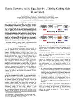 Neural Network-based Equalizer by Utilizing Coding Gain in Advance