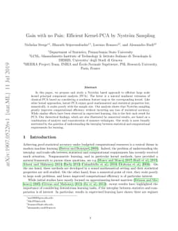 Gain with no Pain: Efficient Kernel-PCA by Nyström Sampling