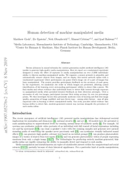 Human detection of machine manipulated media
