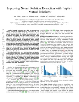 Improving Neural Relation Extraction with Implicit Mutual Relations