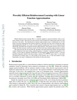 Provably Efficient Reinforcement Learning with Linear Function
  Approximation