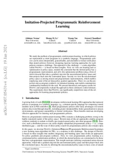 Imitation-Projected Programmatic Reinforcement Learning