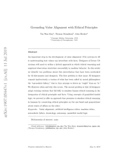 Grounding Value Alignment with Ethical Principles
