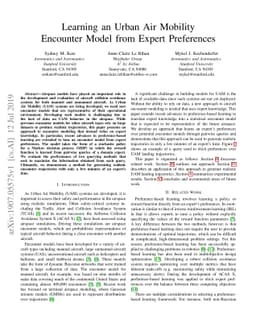 Learning an Urban Air Mobility Encounter Model from Expert Preferences