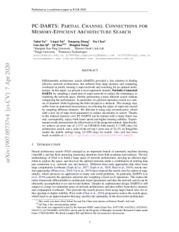PC-DARTS: Partial Channel Connections for Memory-Efficient Architecture
  Search