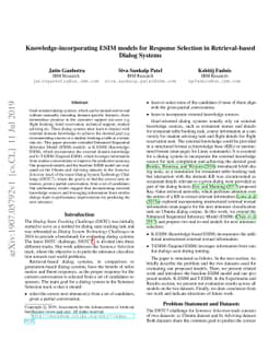 Knowledge-incorporating ESIM models for Response Selection in
  Retrieval-based Dialog Systems