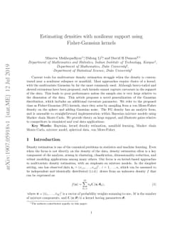 Estimating densities with nonlinear support using Fisher-Gaussian
  kernels