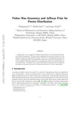 Fisher-Rao Geometry and Jeffreys Prior for Pareto Distribution