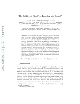 The Futility of Bias-Free Learning and Search