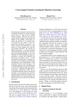 Cross-Lingual Transfer Learning for Question Answering