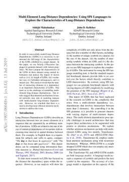 Multi-Element Long Distance Dependencies: Using SPk Languages to Explore
  the Characteristics of Long-Distance Dependencies