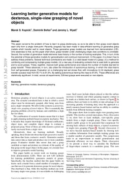Learning better generative models for dexterous, single-view grasping of
  novel objects