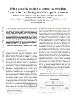 Using dynamic routing to extract intermediate features for developing
  scalable capsule networks