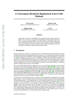 A Convergence Result for Regularized Actor-Critic Methods