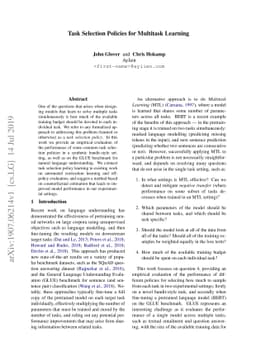 Task Selection Policies for Multitask Learning