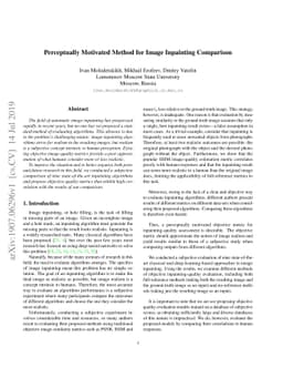Perceptually Motivated Method for Image Inpainting Comparison