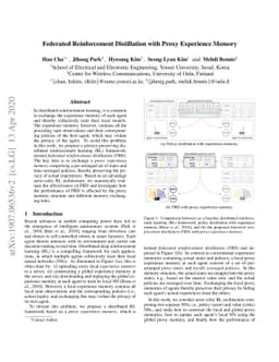 Federated Reinforcement Distillation with Proxy Experience Memory