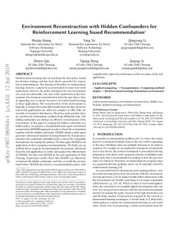 Environment Reconstruction with Hidden Confounders for Reinforcement
  Learning based Recommendation