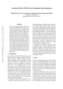 Facebook FAIR's WMT19 News Translation Task Submission