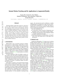 Instant Motion Tracking and Its Applications to Augmented Reality