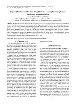 Improved Reinforcement Learning through Imitation Learning Pretraining
  Towards Image-based Autonomous Driving