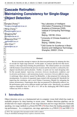 Cascade RetinaNet: Maintaining Consistency for Single-Stage Object
  Detection