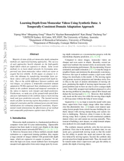Learning Depth from Monocular Videos Using Synthetic Data: A
  Temporally-Consistent Domain Adaptation Approach