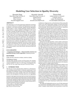 Modeling User Selection in Quality Diversity