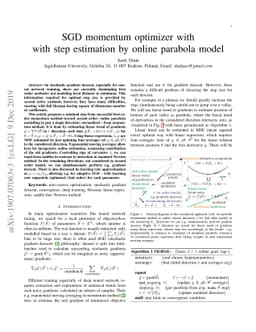 SGD momentum optimizer with step estimation by online parabola model