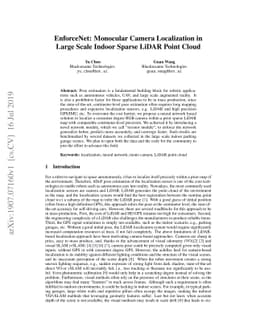 EnforceNet: Monocular Camera Localization in Large Scale Indoor Sparse
  LiDAR Point Cloud