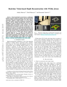 Real-time Vision-based Depth Reconstruction with NVidia Jetson